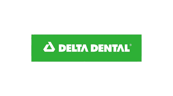 Delta Dental logo on a green background.