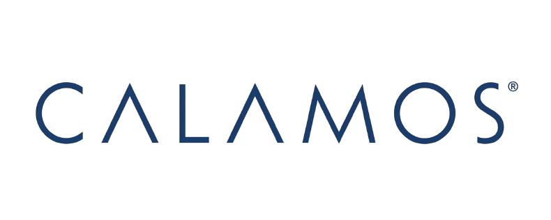 Calamos logo on black background.