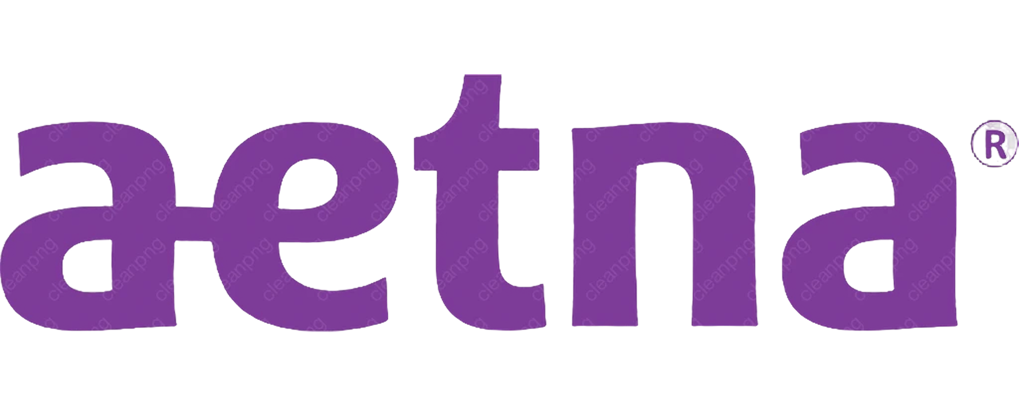 Aetna logo in purple on black background.