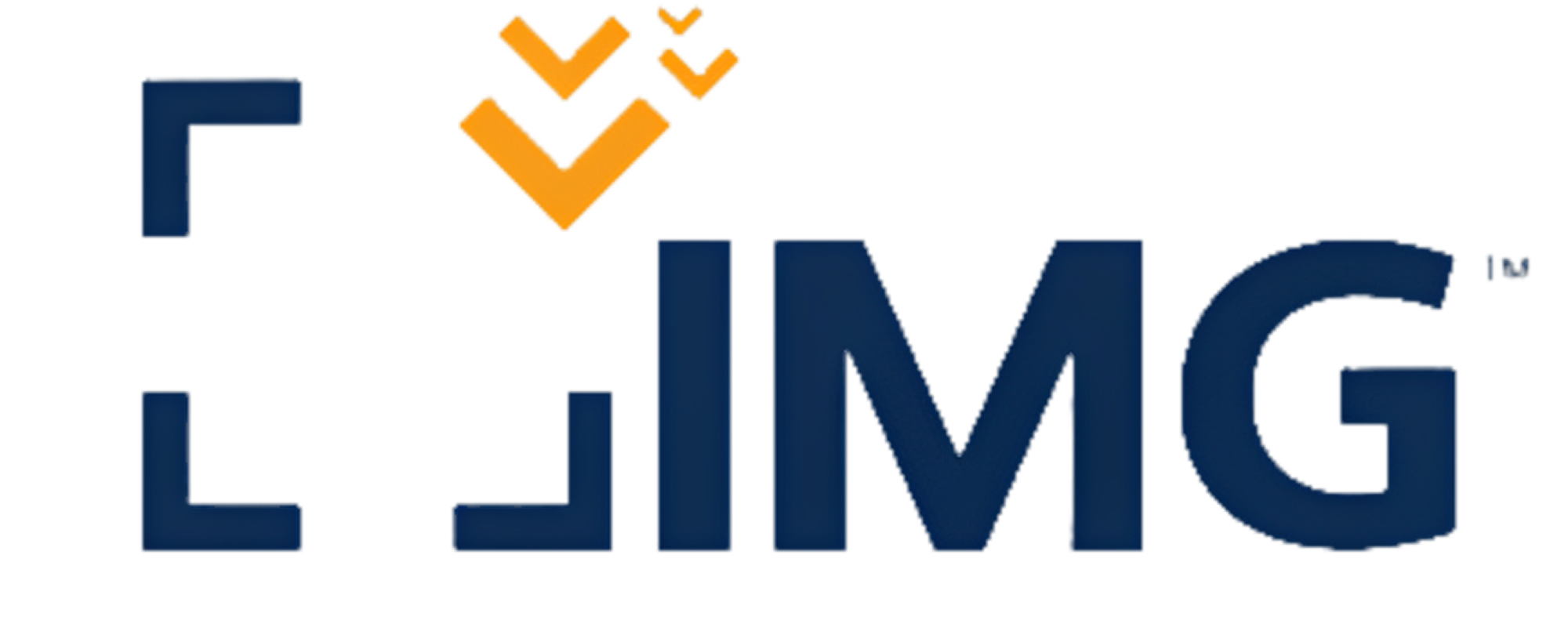 Logo with blue squares and orange checks.