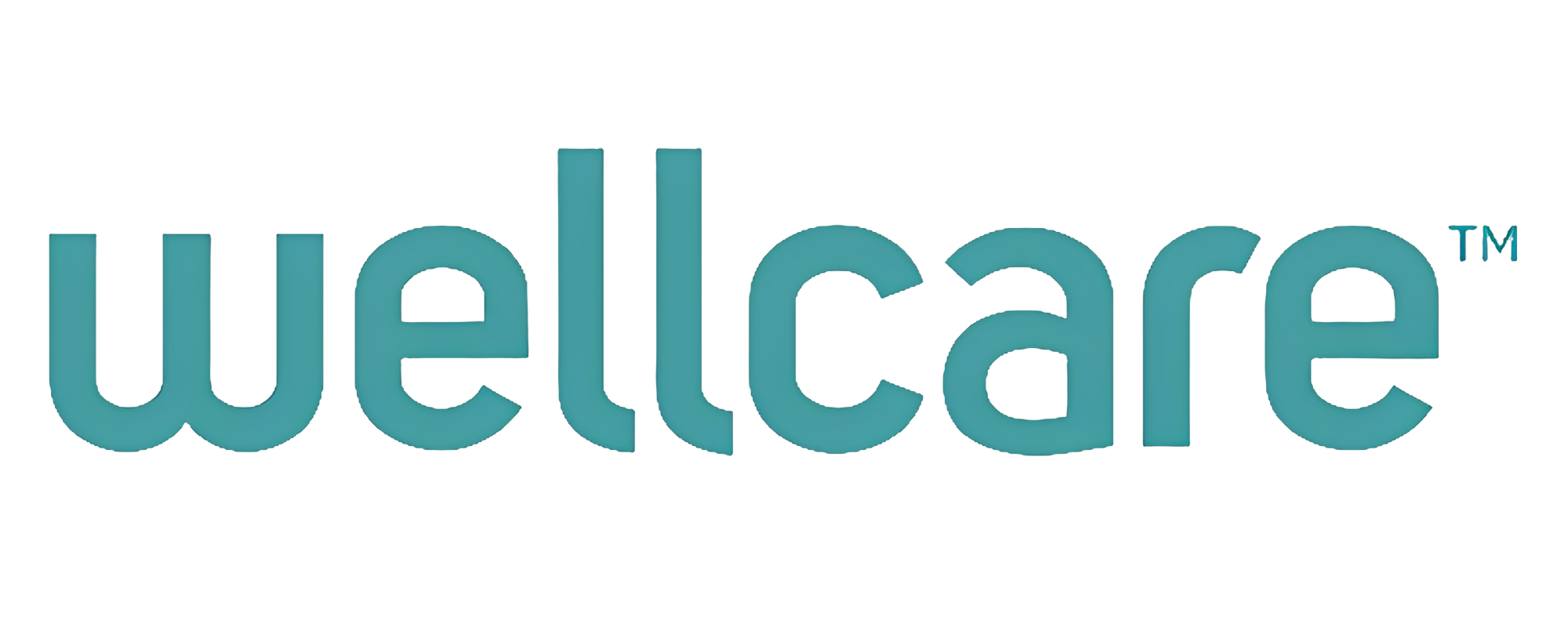 Wellcare logo with teal text on black.