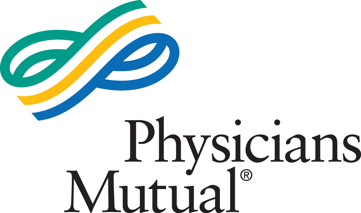Physicians Mutual logo with abstract design.